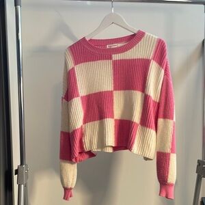 Pink and White Checkered Sweater